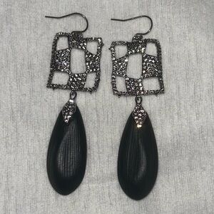 Alexis Bittar crystal drop earrings with black detail